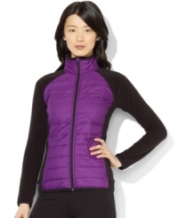 Lauren Ralph Lauren's lightweight fleece mockneck gets a preppy update from a quilted panel in a contrast color at the front and an iconic L-RL adorning the left chest. Lauren Ralph Lauren's lightweight fleece mockneck gets a preppy update from a quilted panel in a contrast color at the front and an iconic L-RL adorning the left chest.