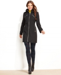 Sharp and full of edgy appeal, Miss Sixty's zippered coat adds a cool touch to any outfit. Sharp and full of edgy appeal, Miss Sixty's zippered coat adds a cool touch to any outfit.