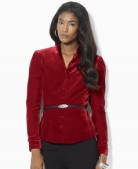 Lauren Ralph Lauren's luxuriously soft velvet construction makes this chic belted jacket as lovely to touch as it is to behold Lauren Ralph Lauren's luxuriously soft velvet construction makes this chic belted jacket as lovely to touch as it is to behold
