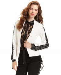 Lace is right on trend for the season - get the look in Bar III Front Row's chic blazer. Lace is right on trend for the season - get the look in Bar III Front Row's chic blazer.