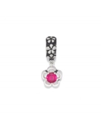 A red cubic zirocnia adds vivid sparkle to the flower-themed dangle charm. Donatella is a playful collection of charm bracelets and necklaces that can be personalized to suit your style! Available exclusively at Macy's. A red cubic zirocnia adds vivid sparkle to the flower-themed dangle charm. Donatella is a playful collection of charm bracelets and necklaces that can be personalized to suit your style! Available exclusively at Macy's.
