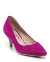 A classic, pointed silhouette in soft suede. From Salvatore Ferragamo.
