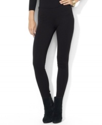 Lauren Ralph Lauren's essential legging crafted in comfortable stretch ponte creates a body-conscious silhouette and allows for maximum ease of movement. Lauren Ralph Lauren's essential legging crafted in comfortable stretch ponte creates a body-conscious silhouette and allows for maximum ease of movement.