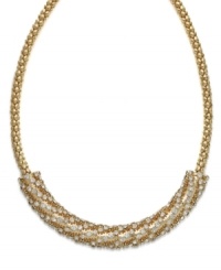 Glam it up! With a touch of crystal and a gold tone mixed metal setting, Alfani's frontal necklace is well-equipped for any special occasion. Approximate length: 18 inches + 2-inch extender. Glam it up! With a touch of crystal and a gold tone mixed metal setting, Alfani's frontal necklace is well-equipped for any special occasion. Approximate length: 18 inches + 2-inch extender.