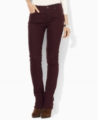 Lauren Ralph Lauren's essential petite denim jean features a slim, straight leg and a hint of stretch for a versatile, modern look. Lauren Ralph Lauren's essential petite denim jean features a slim, straight leg and a hint of stretch for a versatile, modern look.