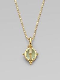 A beautiful aquamarine cabochon set in radiant 18k gold with a dazzling diamond accent. AquamarineDiamonds, .025 tcw18k goldSize, about ¼18k gold baleMade in ItalyPlease note: Necklace sold separately. A beautiful aquamarine cabochon set in radiant 18k gold with a dazzling diamond accent. AquamarineDiamonds, .025 tcw18k goldSize, about ¼18k gold baleMade in ItalyPlease note: Necklace sold separately.
