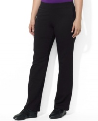 An ideal fit for active style, Lauren Ralph Lauren's straight-leg fitness pant is knit from a soft stretch cotton blend, offering breathable comfort and ease of movement. An ideal fit for active style, Lauren Ralph Lauren's straight-leg fitness pant is knit from a soft stretch cotton blend, offering breathable comfort and ease of movement.