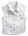 GUESS Kids Girls Big Girl Denim Vest, WHITE (7/8)