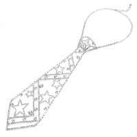 Perfect Gift - High Quality Glistening Starry Tie-like Necklace with Silver Swarovski Crystals (2929) for Valentine day Gift Free Standard Shipment Clearance