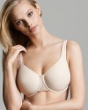 A molded cup bra constructed in rigid microfiber for superior minimizing. Style #2361