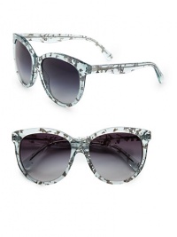 Retro cat's-eye shaped frames are reinvented for a cool, fashion savvy look. Available in matte light pink with brown gradient lens or transparent glitter with grey gradient lens or matte black with grey gradient lens.Logo temples100% UV protectionMade in Italy Retro cat's-eye shaped frames are reinvented for a cool, fashion savvy look. Available in matte light pink with brown gradient lens or transparent glitter with grey gradient lens or matte black with grey gradient lens.Logo temples100% UV protectionMade in Italy