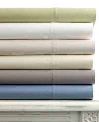 Dream in comfort. Martha Stewart Collection offers luxe 300-thread count cotton sateen sheeting for your bed, featuring a decidedly soft hand and stylish embroidery along the hem for a touch of elegance. An array of colors coordinate with all Martha Stewart Collection bedding and quilts. Also features a wrinkle resistant finish. Dream in comfort. Martha Stewart Collection offers luxe 300-thread count cotton sateen sheeting for your bed, featuring a decidedly soft hand and stylish embroidery along the hem for a touch of elegance. An array of colors coordinate with all Martha Stewart Collection bedding and quilts. Also features a wrinkle resistant finish.