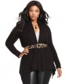 Layer the season's hottest looks with Baby Phat's long sleeve plus size cardigan, cinched by a belted waist. (Clearance)