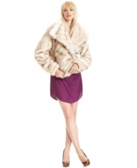 Layer on the look of luxe with this GUESS faux-fur jacket -- perfect for a glam holiday ensemble! Layer on the look of luxe with this GUESS faux-fur jacket -- perfect for a glam holiday ensemble!