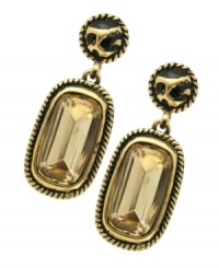 Animal attraction. These gorgeous topaz-tone earrings from T Tahari's Spot On collection are dressed up in alluring animal print and sparkling Colorado crystals. Set in 14k gold-plated mixed metal. Nickel-free for sensitive skin. Approximate drop: 1-5/8 inches. Animal attraction. These gorgeous topaz-tone earrings from T Tahari's Spot On collection are dressed up in alluring animal print and sparkling Colorado crystals. Set in 14k gold-plated mixed metal. Nickel-free for sensitive skin. Approximate drop: 1-5/8 inches.