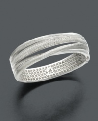 A bangle bedecked in diamond is a quick way to turn from dull to diva. This Balissima by Effy Collection bracelet features woven sterling silver and diamond (1/3 ct. t.w.). Approximate diameter: 2-3/8 inches. A bangle bedecked in diamond is a quick way to turn from dull to diva. This Balissima by Effy Collection bracelet features woven sterling silver and diamond (1/3 ct. t.w.). Approximate diameter: 2-3/8 inches.