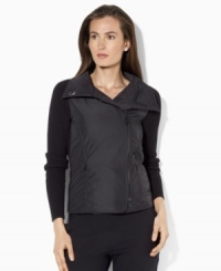 Combining the sleek look of a windbreaker with the coziness of ultra-soft combed cotton, Lauren by Ralph Lauren's mockneck cardigan boasts a chic asymmetrical zip front and a plush feel. (Clearance) Combining the sleek look of a windbreaker with the coziness of ultra-soft combed cotton, Lauren by Ralph Lauren's mockneck cardigan boasts a chic asymmetrical zip front and a plush feel. (Clearance)