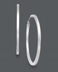 Classic hoop earrings are every stylish girl's best friend - simple, chic, and effortless. Earrings crafted in 14k white gold. Approximate diameter: 1-5/8 inches. Classic hoop earrings are every stylish girl's best friend - simple, chic, and effortless. Earrings crafted in 14k white gold. Approximate diameter: 1-5/8 inches.