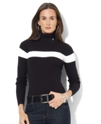 Knit for a feminine fit in soft ribbed cotton, Lauren Ralph Lauren's versatile turtleneck provides a sleek essential for cooler days.