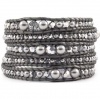 Chan Luu Graduated Grey Pearl Mix Wrap Bracelet on Grey Leather