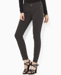 Lauren Ralph Lauren's slim twill petite pant is finished with chic buttons at the ankle for a modern update. (Clearance) Lauren Ralph Lauren's slim twill petite pant is finished with chic buttons at the ankle for a modern update. (Clearance)