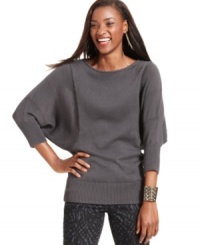 Who doesn't love a cute fall sweater? Style&co. keeps it fresh with this fab dolman-sleeve top featuring contrast knitting.