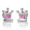 925 Sterling Silver Rhodium Plated Little Princess Crown Pink Heart Enamel Post Stud Earrings 9 mm Fashion Jewelry for Girls, Teen Girls, Women- Nickel Free