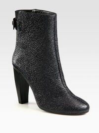 A curved heel lifts this must-have boot of textured Italian leather for distinct style from tip-to-toe. Leather-covered heel, 4½ (115mm)Embossed leather upper with back elastic gorePull-on style with back snap closureLeather lining and solePadded insoleMade in Italy A curved heel lifts this must-have boot of textured Italian leather for distinct style from tip-to-toe. Leather-covered heel, 4½ (115mm)Embossed leather upper with back elastic gorePull-on style with back snap closureLeather lining and solePadded insoleMade in Italy