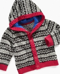 Change up his hooded sweaters with this handsome and refreshing horizontal contrast trim sweater by First Impressions. Change up his hooded sweaters with this handsome and refreshing horizontal contrast trim sweater by First Impressions.