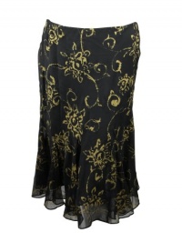 Lauren Ralph Lauren Womens Petite Gold Rose Print Flute Skirt Lauren Ralph Lauren Womens Petite Gold Rose Print Flute Skirt