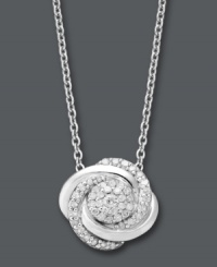 Swirls of pave-set diamonds add magic to any look. Wrapped in Love™ pendant features swirls of round-cut diamonds (1/4 ct. t.w.) set in sterling silver. Approximate length: 18 inches. Approximate drop: 3/4 inch. Swirls of pave-set diamonds add magic to any look. Wrapped in Love™ pendant features swirls of round-cut diamonds (1/4 ct. t.w.) set in sterling silver. Approximate length: 18 inches. Approximate drop: 3/4 inch.