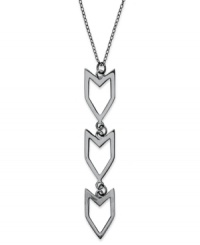 Add a hint of Southwestern appeal. Studio Silver's Chevron pendant features an edgy design of cut-out arrowheads. Set in sterling silver. Approximate length: 20 inches. Approximate drop: 2 inches. Add a hint of Southwestern appeal. Studio Silver's Chevron pendant features an edgy design of cut-out arrowheads. Set in sterling silver. Approximate length: 20 inches. Approximate drop: 2 inches.