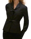 Valentino Black Silk Leather Bow Blazer Jacket. 6