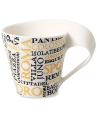Brew your own cafe culture with the New Wave Cafe espresso cup. A fluid design borrowed from Villeroy & Boch's New Wave dinnerware collection spells out the great landmarks of Rome. Brew your own cafe culture with the New Wave Cafe espresso cup. A fluid design borrowed from Villeroy & Boch's New Wave dinnerware collection spells out the great landmarks of Rome.