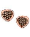 Stay true to your heart's desire. Le Vian's sweetly-sparkling stud earrings combine round-cut chocolate diamonds (1/4 ct. t.w.) and white diamonds (1/10 ct. t.w.) in 14k rose gold. Approximate diameter: 1/3 inch.