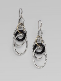 From the Mobile Collection. Signature twisted sterling silver links with 18k yellow gold and black onyx accents.Black onyx 18k yellow gold & sterling silver Length, about 2½ Width, about ¾ Ear wire Imported 