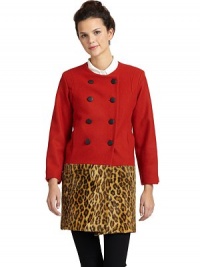 THE LOOKSolid woven silk upperContrasting leopard printed hemButton closureLong sleeves with belted cuffsTHE FITAbout 33 from shoulder to hemTHE MATERIALTop: silkBottom: cotton/viscose/modalFully linedCARE & ORIGINDry cleanMade in USAModel shown is 5'9½ (176cm) wearing US size Small. THE LOOKSolid woven silk upperContrasting leopard printed hemButton closureLong sleeves with belted cuffsTHE FITAbout 33 from shoulder to hemTHE MATERIALTop: silkBottom: cotton/viscose/modalFully linedCARE & ORIGINDry cleanMade in USAModel shown is 5'9½ (176cm) wearing US size Small.