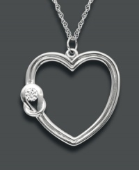 Elegant and romantic, this Everlon necklace features a sparkling diamond (1/7 ct. t.w.) in a sterling silver knot setting. The perfect gift for your sweetheart. Approximate length: 18 inches. Approximate drop: 1 inch. Elegant and romantic, this Everlon necklace features a sparkling diamond (1/7 ct. t.w.) in a sterling silver knot setting. The perfect gift for your sweetheart. Approximate length: 18 inches. Approximate drop: 1 inch.