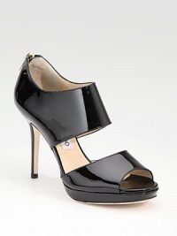 Sophisticated style defined by wide bands of sleek patent leather.Self-covered heel, 4 (100mm) Covered platform, ½ (15mm) Compares to a 3½ heel (90mm) Open toe Back zipper Leather lining and sole Padded insole Made in Italy Sophisticated style defined by wide bands of sleek patent leather.Self-covered heel, 4 (100mm) Covered platform, ½ (15mm) Compares to a 3½ heel (90mm) Open toe Back zipper Leather lining and sole Padded insole Made in Italy