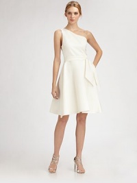 EXCLUSIVELY AT SAKS. The little white dress in an elegant one-shoulder design with flared skirt.Asymmetrical neckline Side zip closure About 26 from natural waist Polyester; dry clean Made in USA