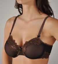 Whimsy by Lunaire Barbados Seduction Mesh Demi Underwire Bra, 34C, Black / Chocolate