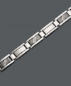 Sparkling style with a modern edge. Men's bracelet features a rectangle link design accented by sparkling round-cut diamonds (1/10 ct. t.w.). Setting crafted in stainless steel. Approximate length: 8-1/2 inches.