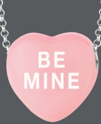 Everyone's favorite sentimental sweet. Sweethearts' adorable heart-shaped pendant expresses more that just great style with the words BE MINE written across a pastel pink enamel surface. Pendant crafted in sterling silver. Copyright © 2011 New England Confectionery Company. Approximate length: 16 inches + 2-inch extender. Approximate drop: 5/8 inch. Everyone's favorite sentimental sweet. Sweethearts' adorable heart-shaped pendant expresses more that just great style with the words BE MINE written across a pastel pink enamel surface. Pendant crafted in sterling silver. Copyright © 2011 New England Confectionery Company. Approximate length: 16 inches + 2-inch extender. Approximate drop: 5/8 inch.