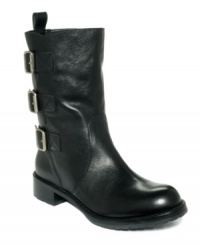 The bold standard. Buckles and leather make a fierce statement, so break out from the crowd with the Noelle boots from the DKNY Collection. The bold standard. Buckles and leather make a fierce statement, so break out from the crowd with the Noelle boots from the DKNY Collection.