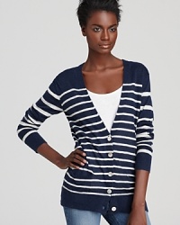 The season of layering is upon us, and this Joie sweater arrives right on time. A cozy alpaca knit in a bold stripe print makes the perfect cuddling companion. The season of layering is upon us, and this Joie sweater arrives right on time. A cozy alpaca knit in a bold stripe print makes the perfect cuddling companion.