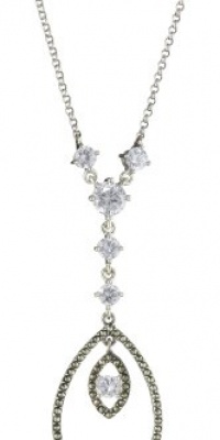 Judith Jack Marcasite and Cubic Zirconia Elongated Drop Y Necklace Judith Jack Marcasite and Cubic Zirconia Elongated Drop Y Necklace