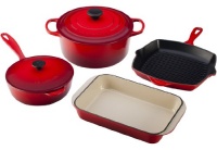 Le Creuset Signature Enameled Cast-Iron 6-Piece Cookware Set, Cherry Le Creuset Signature Enameled Cast-Iron 6-Piece Cookware Set, Cherry