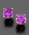 Simple yet versatile stud earrings in vibrant purple amethyst (5 mm). Set in 14k gold.