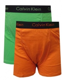Calvin Klein Boys Orange And Lime Green 2 Pk Boxer Briefs for boys (8/10) Calvin Klein Boys Orange And Lime Green 2 Pk Boxer Briefs for boys (8/10)