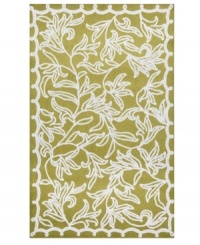 A sophisticated design that incorporates a detailed Western trim with nature-inspired prints, the Windsor area rug places a traditional pattern over vibrant lime. Hand-tufted using Liora Manne's exclusive Lamontage weaving process, it's suited for high-traffic areas and indoor or outdoor use. A sophisticated design that incorporates a detailed Western trim with nature-inspired prints, the Windsor area rug places a traditional pattern over vibrant lime. Hand-tufted using Liora Manne's exclusive Lamontage weaving process, it's suited for high-traffic areas and indoor or outdoor use.